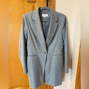 Calvin Klein women’s long Gray Pinstripe Blazer